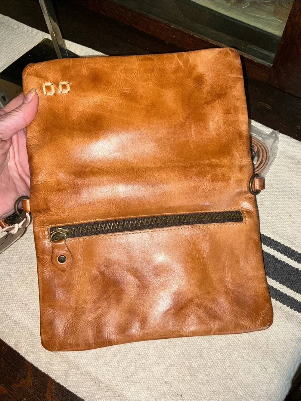 NWT Bed Stu Leather Cadence Wallet Wristlet Crossbody Bag Tan Rustic MSRP $179